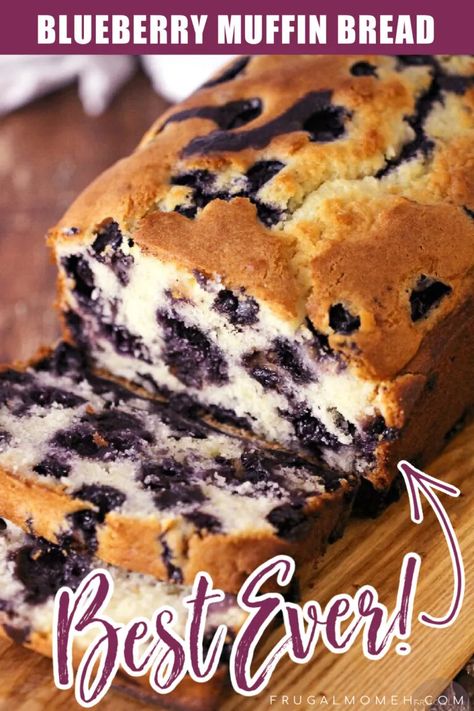 Best Blueberry Bread, Blueberry Muffin Bread Recipe, Muffin Bread Recipe, Blueberry Quick Bread, Blueberry Muffin Bread, Blueberry Bread Recipe, Blueberry Desserts Recipes, Keto Lasagna, Frugal Mom