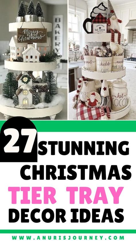 27 amazing Christmas tiered tray decor ideas to try. 27 creative Christmas tiered tray decor ideas to inspire you. 27 unique ways to decorate your Christmas tier tray. 27 charming Christmas tier tray decor ideas to recreate. 27 stunning Christmas tiered tray decorations for holiday cheer. Decorating Tiered Trays For Christmas, 3 Tier Stand Christmas Decor, Three Tiered Tray Decor Christmas, Christmas Two Tiered Tray Decor, Tier Tray Ideas, Christmas Coffee Table Decor Trays, Tier Tray Decor Ideas, Christmas Tray Decor, Christmas Tier Tray