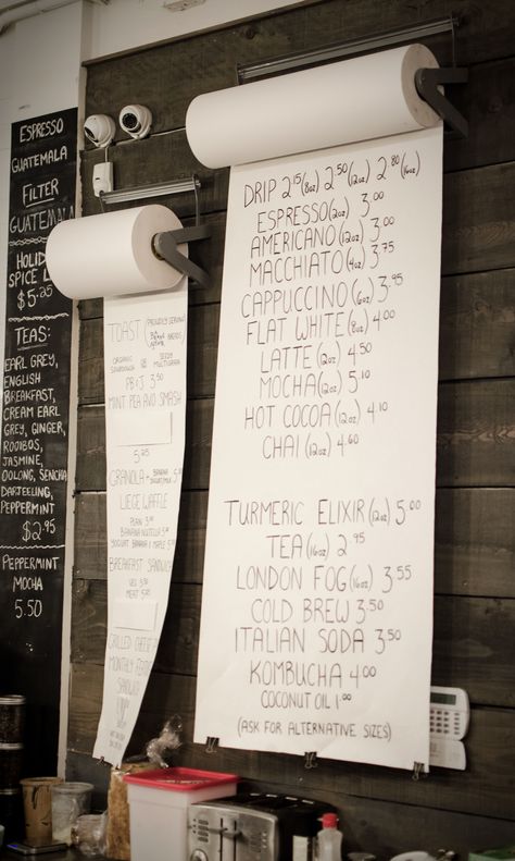 Butcher Paper Menu Boards, Menu Boards Cafe, Menu Board Design Cafe, Coffee Menu Board Design, Cafe Board Design, Cafe Menu Board Design, Menu Display Ideas, Menu Board Cafe, Menu Board Ideas