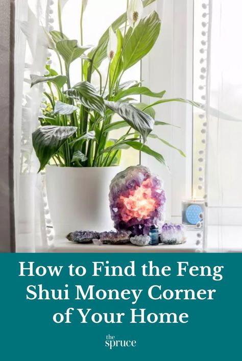 One of the most popular feng shui topics is wealth. Learn about how to find and activate the abundance, money, or wealth corner of your home. #fengshuiapartment #goodvibes #firstapartmentchecklist #apartmentdecoratingonabudget #smallspacedecorating #thespruce Feng Shui Abundance Corner, Feng Shui Wealth Corner Decor, Money Corner Feng Shui Decor, Money Bowl Feng Shui, Feng Shui New Home, Feng Shui Bathroom Decor, Abundance Altar, Feng Shui Living Room Colors, Feng Shui Money Bowl