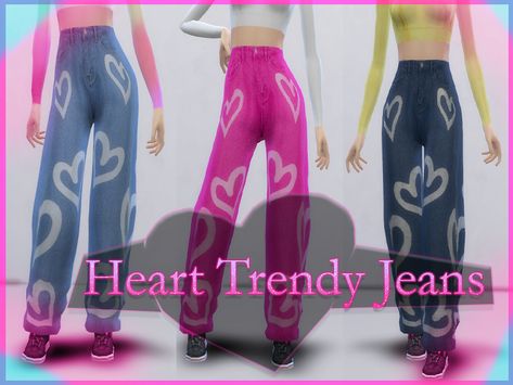 Sims 4 Flare Jeans Cc, Sims 4 Flare Jeans, Sims 4 Cc Heart Clothes, Sims 4 Cc Clothes Flare Jeans, Sims 4 Flared Jeans, The Sims 4 Cc Resource Jeans, Heart Jeans, Sporty Pants, Flair Dress