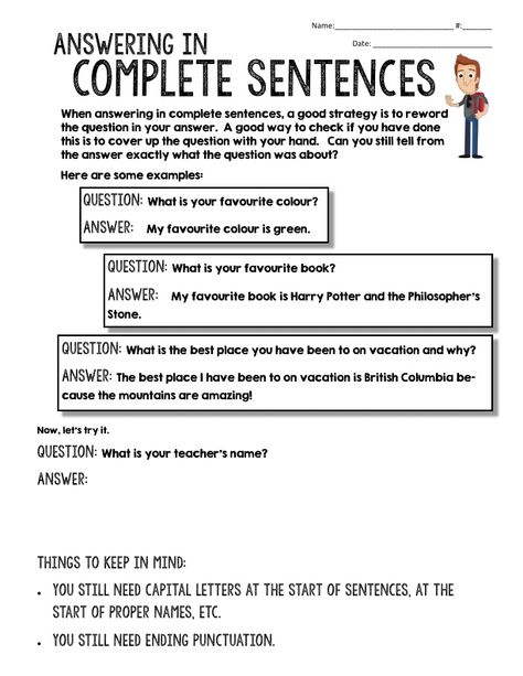 Answering in Complete Sentences · Ninja Plans How To Answer A Question In A Complete Sentence, Restating The Question, Sentence Fragments, Human Communication, Writing Complete Sentences, Complete Sentence, Writing Station, Writing Curriculum, Simple Questions