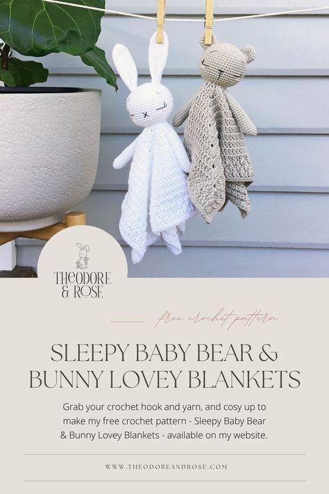 Check+it+out! Crochet Bear Lovey Pattern Free, Free Lovey Crochet Pattern, Easy Crochet Lovey, Lovey Pattern Free, Animals To Crochet, Simple Animals, Crochet Lovey Free Pattern, Crochet Free Patterns, Bunny Lovey