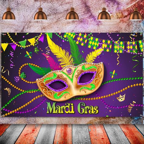 PRICES MAY VARY. What you get: the package comes with a mardi gras backdrop; the dancing party banner is designed with a variety of important elements of the Mardi Gras; It makes the shooting effect more real and more colorful, allowing you to enjoy the carnival night to the fullest, leaving beautiful photos as a souvenir Extra Large size: measuring 185 x 110 cm/ 72.83 x 43.3 inches, large enough for the Mardi Gras party decorations and the photography background at your party, adding an extra t Mardi Gras Backdrop, Masquerade Photoshoot, Happy Wedding Anniversary Cards, Mardi Gras Party Decorations, Photoshoot Background, Ball Ideas, Banner Decor, Party Photo Backdrop, Mardi Gras Wreath