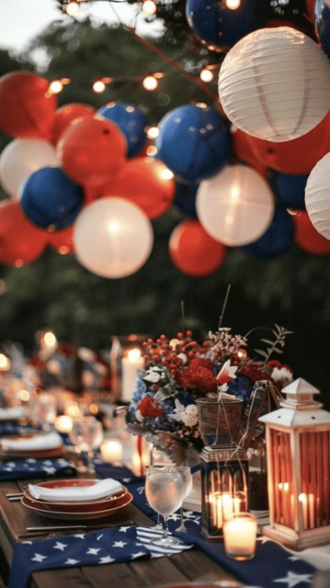 Usa Party Decorations, 4th Of July Decor Ideas, July 4 Decor, 4 July Decoration, Usa Party Theme, American Party Ideas, Dominican Party, Usa Theme Party, Usa Decorations