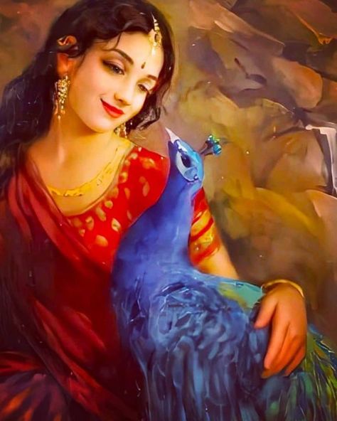 Radha Painting Beautiful, Apsara Painting Beautiful, Radha Rani Paintings, Indian Women Painting, Indian Art Gallery, Beautiful Art Paintings, Hinduism Art, Vedic Art, Divine Love