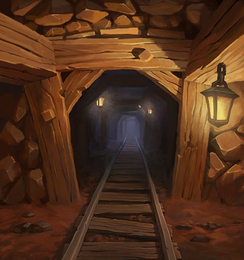 Boss: Mine Shaft Artist: Blizzard Entertainment Mines Concept Art, Mining Concept Art, Mine Concept Art, Mining Drawing, Fantasy Mine, Mine Cart, Hand Painted Textures, Rpg Map, Game Environment