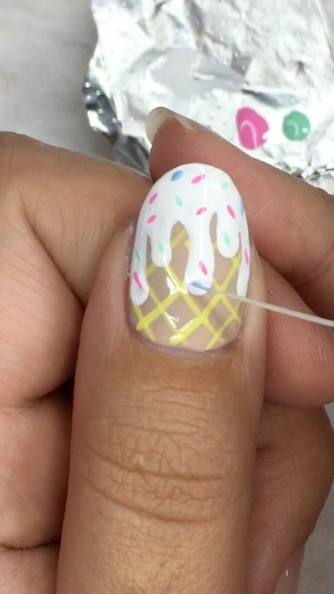 Cream Nail Art, Ice Cream Nails, Almond Nail Art, Festive Nail Art, Bright Summer Nails, Almond Nail, I Scream, Nail Art Galleries, Nail Designs Summer