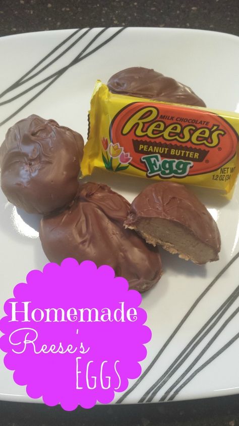 Homemade Reese's Eggs. Homemade peanut butter chocolate eggs free from all the icky preservatives. Peanut Butter Eggs Recipe, Reese Eggs, Peanut Butter Easter Eggs, Reese's Chocolate, Peanut Butter Eggs, Easter Desserts Recipes, Candy Recipes Homemade, Homemade Peanut Butter, Melting Chocolate Chips