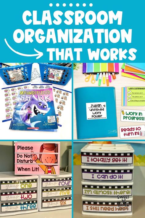 Are you looking for ways to get your classroom organized? As an early elementary teacher, I am giving you my best classroom organization ideas to help you. Classroom library organization can be easily completed with bins and labels. I love school supply organization and pencil organization in the classroom to help my K-2 students. Turning in work in the classroom, the unfinished work folder, and student material organization are all important systems to help you as the teacher. How To Store Centers In Classroom, How To Organize Your Classroom, Binder Storage Ideas Classroom, Unfinished Work Classroom, Classroom Supply Storage, Supply Organization Classroom, Center Organization Classroom, Sped Classroom Organization, Diy Classroom Organization