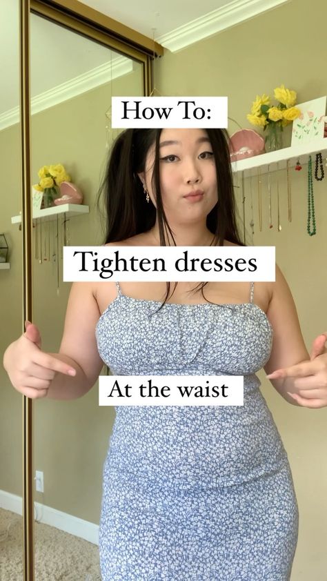 Hack To Tighten Dress, Tighten Waist On Dress, How To Make Ur Dress Tighter, How To Tighten Your Dress, How To Tighten Waist On Dress, How To Tighten The Waist Of A Dress, Tighten Dress Hack, Dress Tightening Hack, How To Tighten A Dress Around The Waist