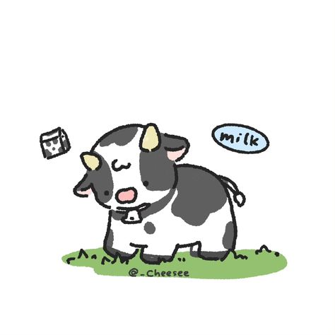 Cute Cow Art Aesthetic, Chibi Cow Drawing, Cow On Skateboard, Cow Widget, Cow Cute Drawing, Cow Drawing Cute, Cute Cow Illustration, Cow Cartoon Drawing, Chibi Cow