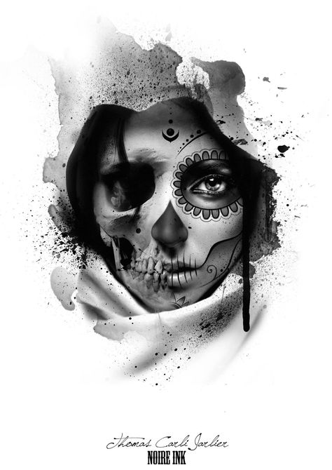 https://tatoo24.wordpress.com/ Tattoo Crane, Catrina Tattoo, Skull Girl Tattoo, Chicano Tattoos, Geniale Tattoos, Skull Makeup, Dark Art Drawings, Chicano Art, Dark Tattoo