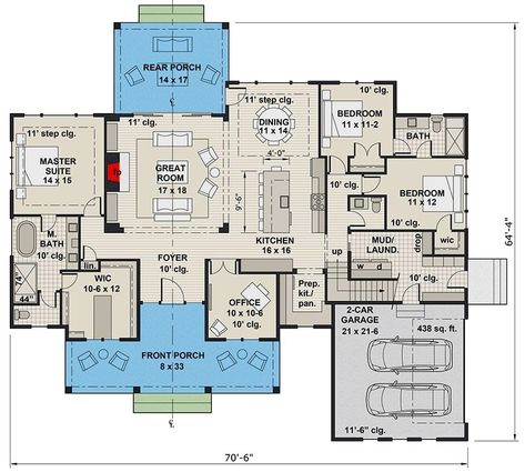 3-Bedroom Two-Story Modern Farmhouse with Bonus Room (Floor Plan) White Siding, Transitional Farmhouse, Shed Dormer, Rustic House Plans, Office Plan, Lake Homes, Bed Modern, American House, Rustic Bedding