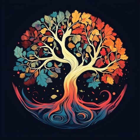 Photo beautiful tree of life digital art... | Premium Photo #Freepik #photo Tree Of Life Fantasy Art, Tree Of Life Painting, Black Painting, Sacred Tree, Tree Spirit, Minimalist Watercolor, Spring Tree, Tree Logos, Photo Beautiful