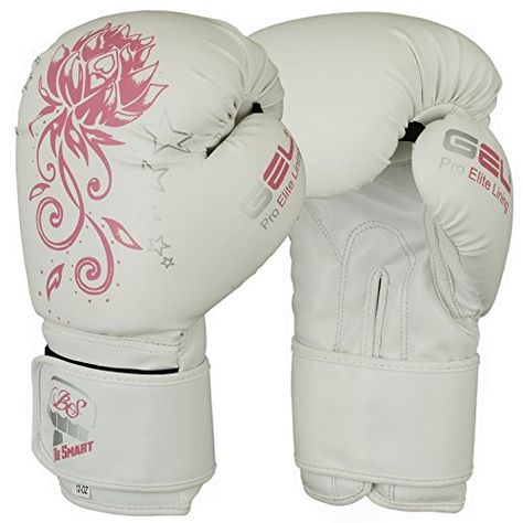 Smart Pro Leather Boxing Gloves,MMA,Sparring Punch Bag,Muay Thai Training Gloves (White with Pink Flowers, 6 Oz) BeSmart http://www.amazon.co.uk/dp/B0189U0W5U/ref=cm_sw_r_pi_dp_cEXuwb0PQZ328 Mma Sparring, Thai Box, Womens Gym, Muay Thai Training, Boxing Glove, Boxing Girl, Mma Equipment, Pink Gel, Mma Gloves