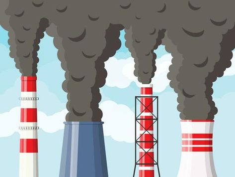 Factory air pollution. Polluted environment, industrial smoke and industrial smoke cloud vector illustration, air pollution from factory smoke. 11507477 Vector Art at Vecteezy Pollution Pictures, Sky With Clouds, Cloud Vector, Tree Saw, Carbon Dioxide, Clear Sky, Cityscape Photos, Logo Banners, Air Pollution