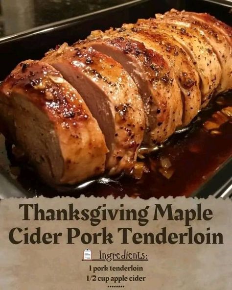 Christmas Cookies And Baking Recipes | Thanksgiving Maple Cider Pork Tenderloin | Facebook Crockpot Recipes Thanksgiving, Cider Pork Tenderloin, Cowboy Candy, Chicken Rice Casserole, Pork Loin Recipes, Recipes Thanksgiving, Tenderloin Recipes, Pork Tenderloin Recipes, Rice Casserole