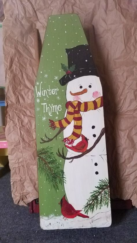 Ironing Board Painting Ideas, Painted Wooden Ironing Boards, Painted Ironing Boards, Outdoor Christmas Projects, Painted Ironing Board, Wood Ironing Boards, Vintage Ironing Boards, Old Ironing Boards, Wooden Ironing Board