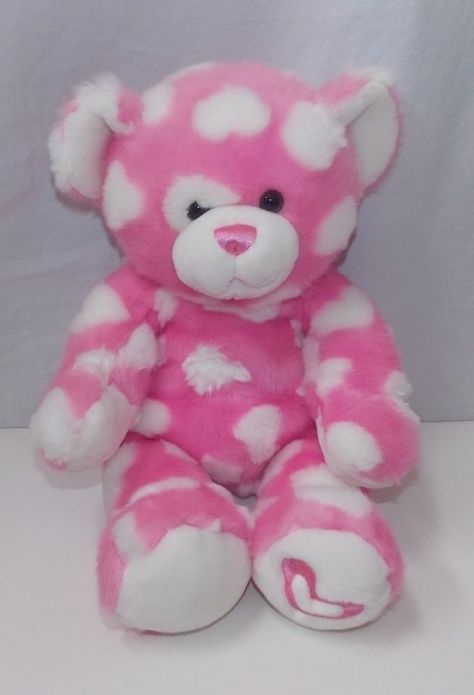 Build A Bear Workshop Pink With White Hearts Valentines 16" Pink Heart Build A Bear, Build A Bear Valentines, Valentines Build A Bear, Build A Bear Ideas, Cute Build A Bears, Heart Teddy Bear, Build A Bear Workshop, Teddy Bears For Sale, Hearts Valentines