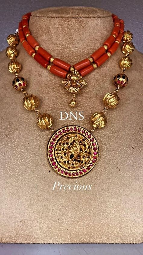 Coral Beads Gold Nakshi Jewellery, Orange Beads Jewelry Indian Gold, Coral Diamond Necklace, Pavazham Jewellery, Yellow Sapphire Necklace Indian Gold, Light Weight Gold Choker Set With Grams, Pavalam Necklace, Coral Beads Jewellery Indian Gold, Coral Beads Jewellery Designs