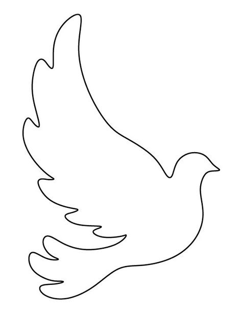 Dove pattern. Use the printable outline for crafts, creating stencils, scrapbooking, and more. Free PDF template to download and print at http://pa… | Pinteres… Dove Template, Martisoare Handmade, Juleverksted For Barn, Bird Template, Applique Templates, Church Banners, Pentecost, Christmas Templates, Applique Patterns