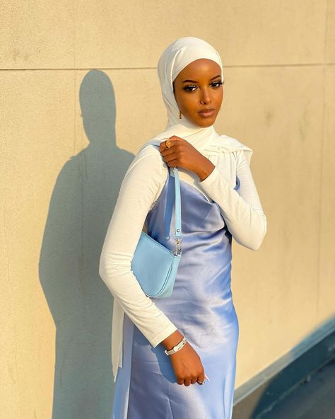 𝘕𝘢𝘪𝘮𝘢 ♡ on Instagram: “Skinny but my name hold weight😫 🤍🦋No🧢 . . . Outfit Details: Dress: @shein_us Satin Cowl neck slip dress Undershirt: @sheinofficial High…” Modest Cowl Neck Dress, Hijabi Satin Dress Outfit, Hijabi Silk Dress Outfit, Satin Dress Modest Outfit, Hijab Slip Dress, Shein Inspired Outfits Hijab, Hijabi Slip Dress Outfit, Slip Dress Modest Outfit, Modest Slip Dress Outfit