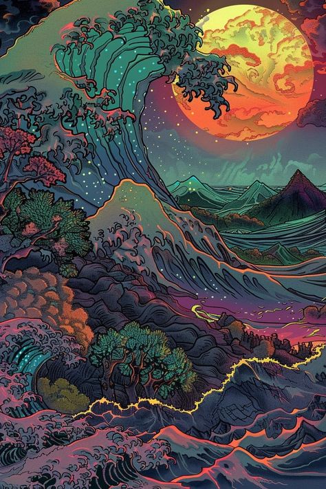 Cool Pc Wallpapers, Space Art Gallery, Trippy Visuals, Man Cave Art, Dreamy Artwork, Creative Drawing Prompts, Cool Wallpapers Art, Beautiful Landscape Wallpaper, Trippy Art