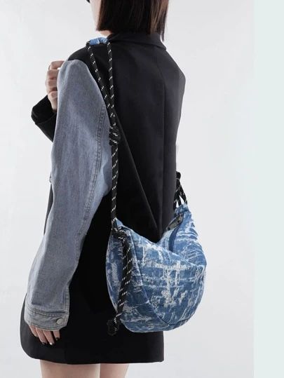 Women's Bags & Accessories | Bags for Women | SHEIN USA Denim Hobo Bag, Oversized Pattern, Hot Bags, Hobo Handbag, Style Preppy, Accessories Bags, Hobo Handbags, Bag Bag, Patterned Fabric