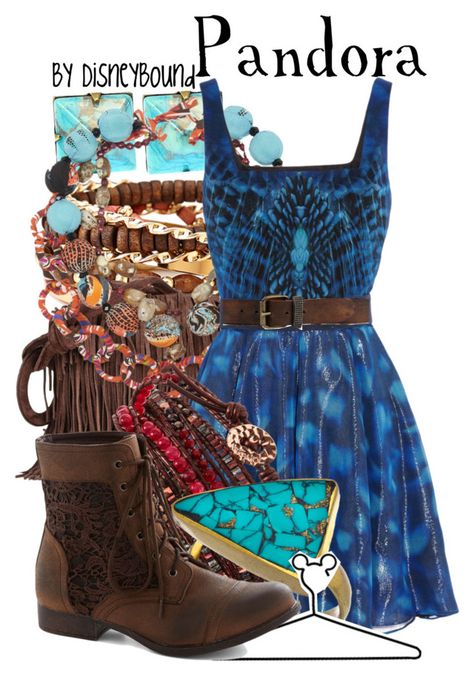 "Pandora" by leslieakay ❤ liked on Polyvore featuring Forever 21, Elizabeth Cole, Sequoia, Etro, NAKAMOL, Karen London, Disney, women's clothing, women and female Disney Themed Outfits, Disney Inspired Fashion, Disney Bound Outfits, Disney Inspired Outfits, Casual Cosplay, Movie Fashion, Themed Outfits, Inspired Outfits, Disney Outfits