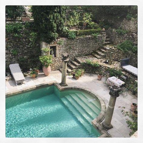 Chateau St Victor La Coste on Instagram: “Lots to do today as my family will start arriving tomorrow for Easter and I need to fill the house with food This house comes alive with…” French Pool, Saint Victor, Stone Pool, Dream Pools, Country Houses, Mediterranean Garden, Beautiful Pools, Stone Cottage, French Chateau