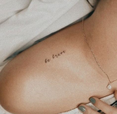 Tiny Tattoo Ideas, Be Brave Tattoo, Tiny Heart Tattoos, Tattoo Schrift, Flower Tattoo Shoulder, Petite Tattoos, Small Girl Tattoos, Tattoo Now, Simple Tattoo Designs