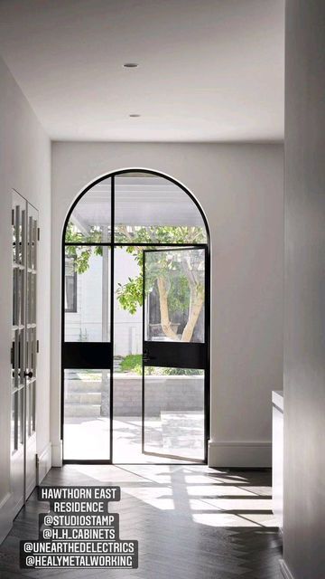 Grey Floorboards, Archways In Homes, Interior Collage, Window Arch, Black Interiors, Steel Doors And Windows, Arch Interior, Door Inspiration, Door Design Interior