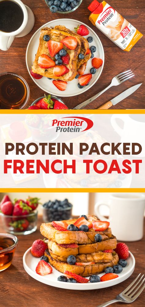 Fill up with our our Fantastic French Toast recipe! Premier Protein Waffle Recipe, French Toast Protein Shake, Bariatric Treats, Premier Protein Recipes, Protein Drink Recipes, Breakfast Ideas Healthy, Premier Protein Shakes, Bariatric Sleeve, Bariatric Eating