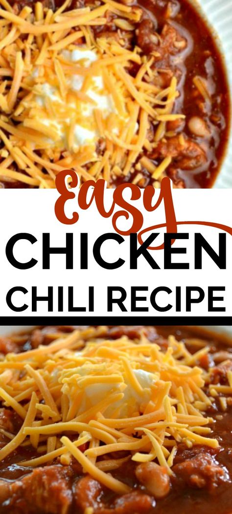 Simple Chicken Chili Recipe, Beanless Chicken Chili Recipe, Chili Made With Chicken, Rotisserie Chicken Chili Real Simple, Chicken Bean Chili, Stove Top Chicken Chili Recipe, White Bean Chicken Chilli Recipes, Stove Top Chilli Recipe, Chicken Chile Recipes