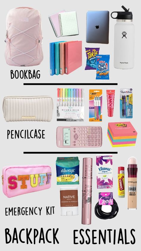 #essentials #school College Packing Lists, Period Color, School Equipment, College Packing, Packing Lists, Stationary School, School Essentials, Packing List, Period