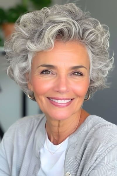 Senior Womens Haircuts, Grey Curly Hair, Short Silver Hair, Short Hair Images, Hairstyles For Women Over 60, Curly Hair Photos, Bob Haircut For Fine Hair, Short Curly Haircuts, Short Grey Hair