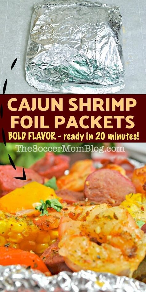 Looking for a quick and easy dinner that's a break from the usual? Look no further! These Cajun Shrimp Foil Packets are bursting with bold flavor and ready in about 20 minutes! Cajun Shrimp Foil Packets, Shrimp Boil Foil Packets, Shrimp Foil Packets, Cajun Shrimp Boil, Cajun Seasoning Recipe, Shrimp Boil Foil, Broccoli And Potatoes, Homemade Cajun Seasoning, Recipes Shrimp