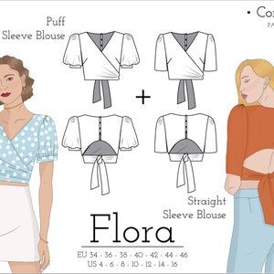 Wrap Top Pattern, Sewing Instructions, Couture Mode, Top Sewing Pattern, Cotton Linen Fabric, Sewing Pattern Sizes, Diy Couture, Pdf Sewing Patterns, Wrap Top