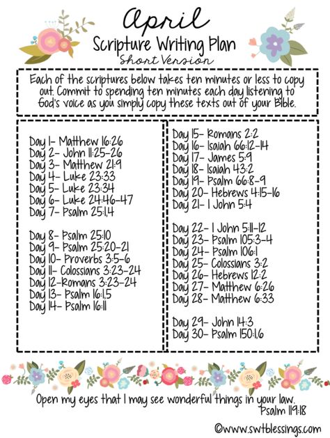 April Scripture Writing from Sweet Blessings April Scripture Writing Plan, Scripture Writing Plan, Scripture Writing Plans, Scripture Writing, Writing Plan, Quotes Arabic, Bible Plan, Bible Time, Ayat Alkitab