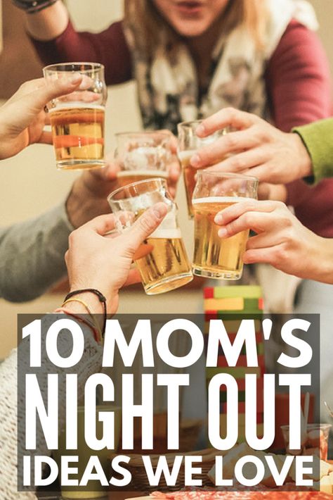 10 Fantastic Mom’s Night Out Ideas | In dire need of a girl’s night out (or girl’s night in) away from your kids so you can get your PARTY on and burn off some steam? We’ve got 10 ladies night ideas you and your mom friends will love. Whether you’re looking for low-key games or crafts you can enjoy at home with your girlfriends, or want activities and events you can organize for a fun night on the town, we’re got you covered. Party Ideas For Ladies Night, Ladies Night In Ideas Activities, Neighborhood Ladies Night Ideas, Mom Night Out Ideas, Ladies Night Games Activities, Fun Ladies Night Games, Friends Gathering Ideas Girls Night, Low Key 40th Birthday Ideas, Ladies Night At Home Ideas