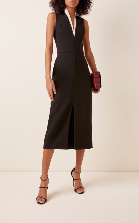 Victoria Beckham Fashion, Beckham Fashion, Victoria Beckham Collection, Victoria Beckham Dress, Crepe Midi Dress, Study Better, Structured Dress, Plain Dress, Victoria Dress