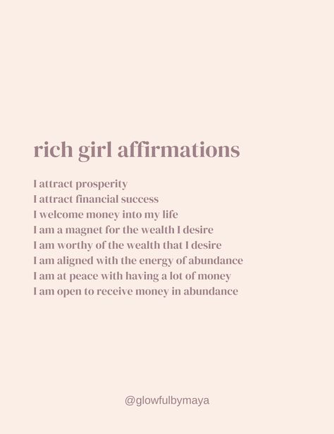 rich girl affirmations [positivity positive energy mindset shifts manifesting manifestation manifest meditation abundance law of assumption law of attraction feminine energy femininity goddess energy selfcare healing era rich girl money wealth girl boss vibe glow up] Manifestation For House, Feminine Instagram Bio, Goddess Energy Affirmations, Law School Affirmations, Old Money Affirmations, Affirmations Positive Law Of Attraction Wallpaper, Rich Girl Mindset, Intelligence Manifestation, Rich Girl Affirmations