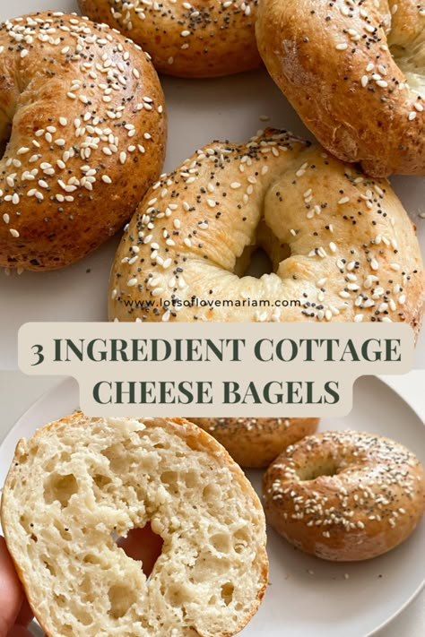 Easy 3-Ingredient Cottage Cheese Bagels Recipe — Lots of Love Mariam Cottage Cheese Bagels Recipe, Cottage Cheese Bagel Recipe, Cottage Cheese Baking, Cottage Cheese Recipes Keto, Cottage Cheese Protein Recipes, Recipes Using Cottage Cheese, Cottage Cheese Bagels, Recipes With Cottage Cheese, Cottage Cheese Dessert Recipes