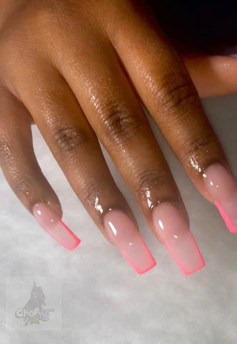 Acrylic Nails Pink, Glow Nails, Short Square Acrylic Nails, Nail Idea, Bling Acrylic Nails, Summer Acrylic Nails, Nails Pink, Pink Nail, Pink Acrylic Nails