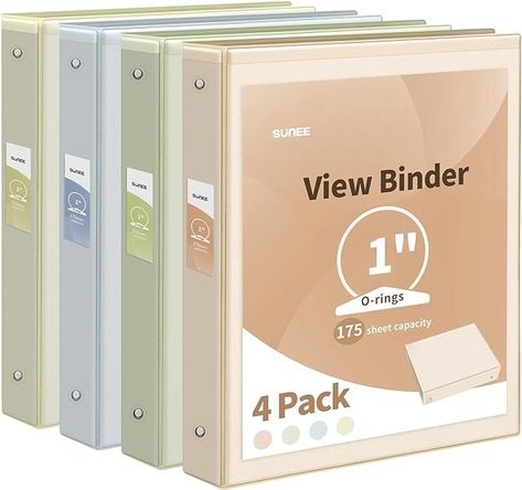 Amazon.com : SUNEE 3 Ring Binder 1 Inch 4 Pack, Clear View Binder Three Ring PVC-Free (Fit 8.5x11 Inches) for School Binder or Office Binder Supplies, Neutral Aesthetic Binder : Office Products Aesthetic Binder, 1 Inch Binder, Teacher Wish List, School Binder, Binder Rings, Sheet Protectors, Neutral Aesthetic, Three Rings, 3 Ring Binder