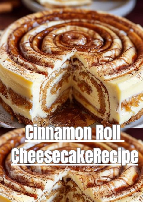 Cheese Themed Cake, Trendy Desserts, Roll Cheesecake, Cinnamon Roll Cheesecake, Sweet Snacks Recipes, Fun Baking Recipes, Easy Baking Recipes, Cinnamon Roll, Cafe Food