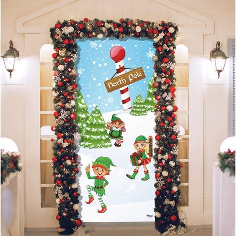 The Holiday Aisle® North Pole Elves Christmas Garage Front Door Mural | Wayfair Office Christmas Door Contest, Garage Front Door, Wolf Room, Christmas Hallway, Christmas Garage, Door Decoration Ideas, Diy Christmas Door Decorations, Holiday Door Decorations, Classroom Christmas Decorations