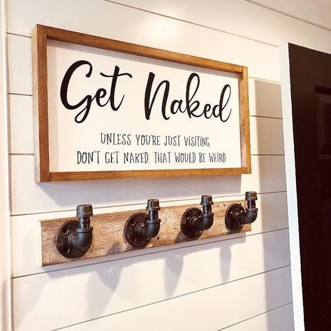 Farmhouse Side Table, Funny Bathroom Decor, Room Transformation, Wood Frame Sign, Diy Interior, Bathroom Humor, Farmhouse Living, Early American, Cool Rooms