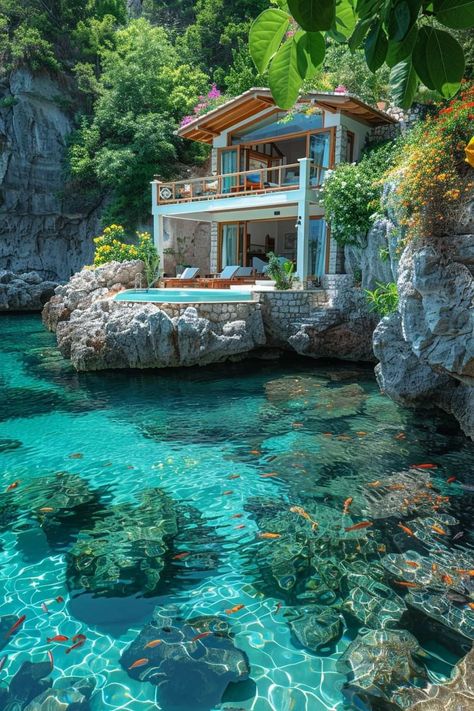 Villa Aesthetic, Cottages By The Sea, Greek Villas, Greek House, Seaside Cottage, Forest House, Dream House Interior, Dream Lifestyle, Dream House Exterior